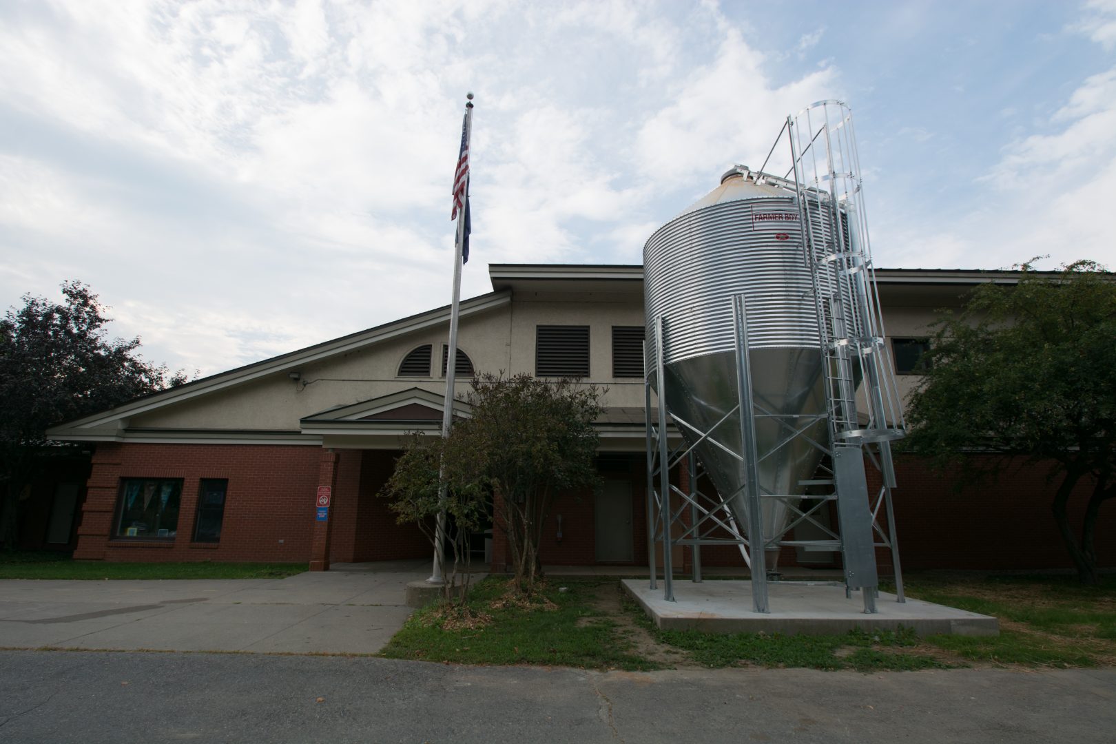 building with biomass boiler