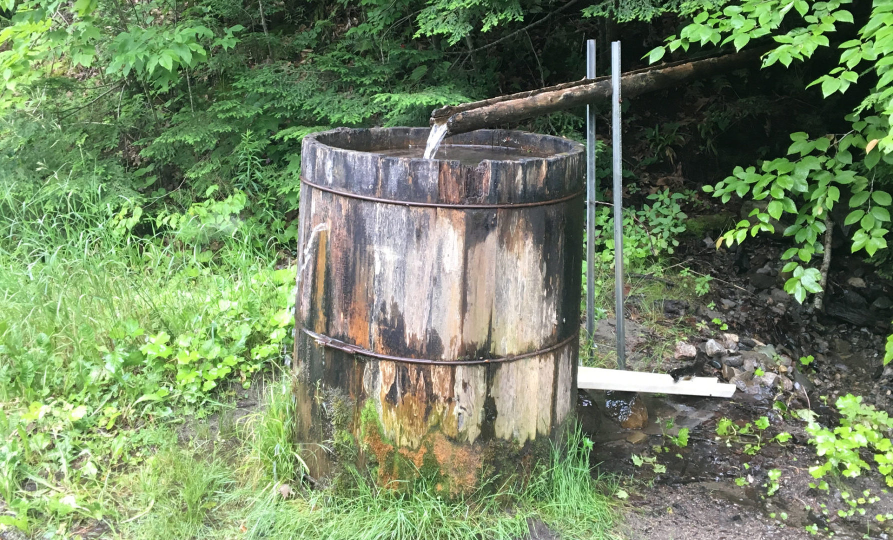 green firewood barrel